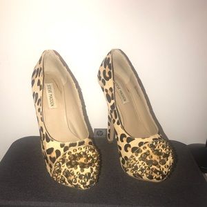 Gold Studded Leopard Print Platform Heels